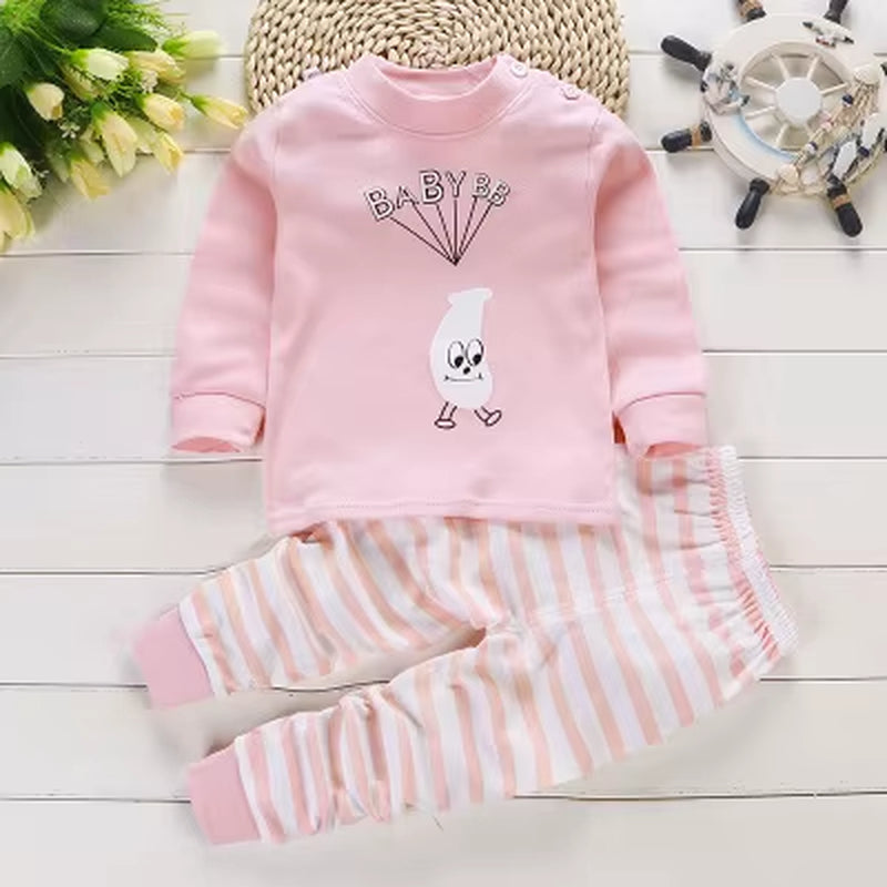 2024 Spring Autumn New Baby Clothing Set Cartoon Cotton Baby Boys Clothing Girls Suit Set 0-3 Year Baby Clothes
