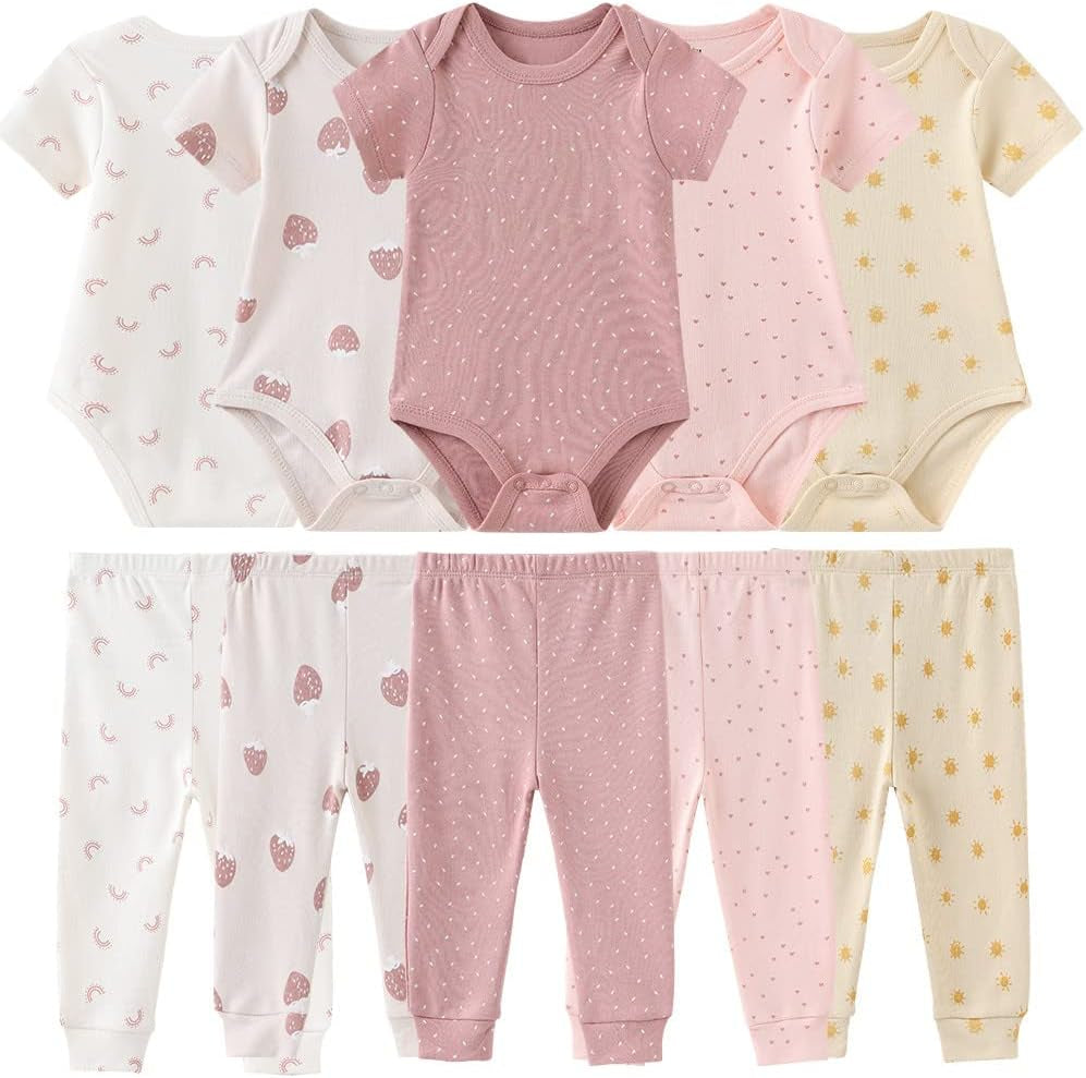 Baby Layette Set Baby Boys' 9-Piece Bodysuits Pants Set Toddler Girl Boy Unisex Baby Gift Sets
