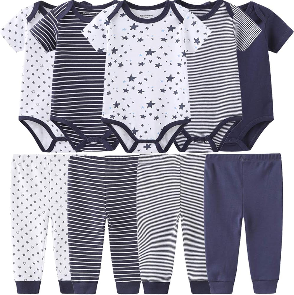 Baby Layette Set Baby Boys' 9-Piece Bodysuits Pants Set Toddler Girl Boy Unisex Baby Gift Sets