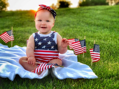 The Tiny Pals Independence Day Tassel Romper Set