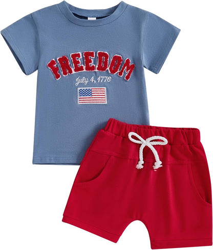 Toddler Baby Boy Summer Clothes Funny Letter T Shirt Elastic Waist Pockets Shorts Set 2 Piece Outfit