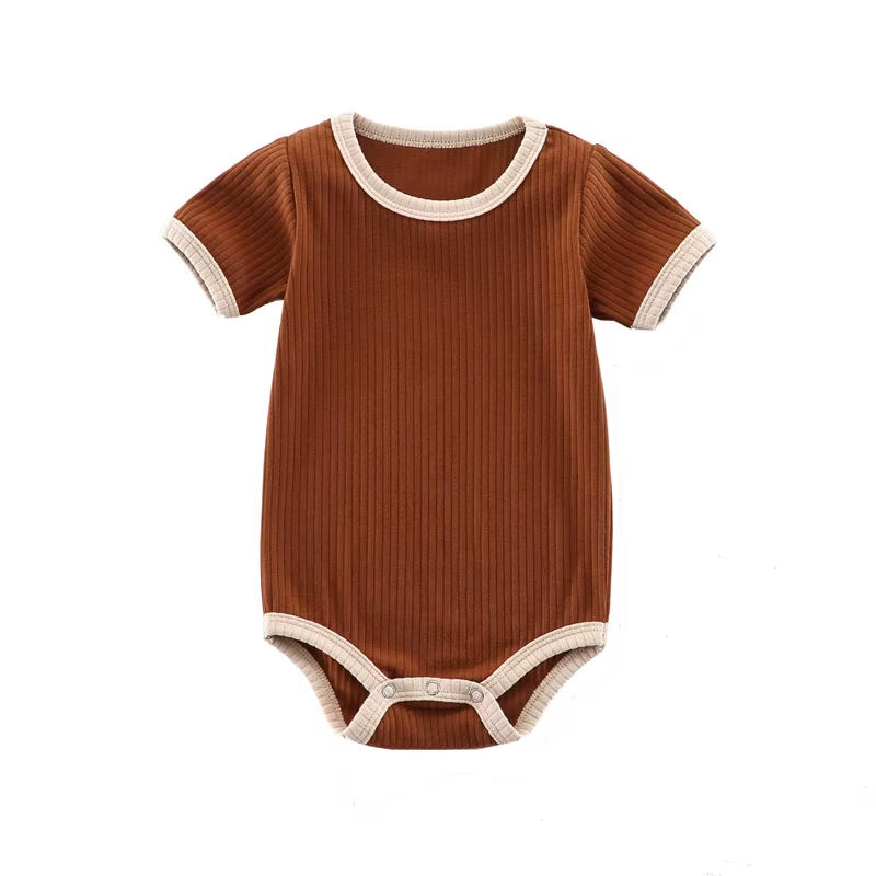 SoftNest – Ribbed Cotton Short Sleeve Romper for Newborns