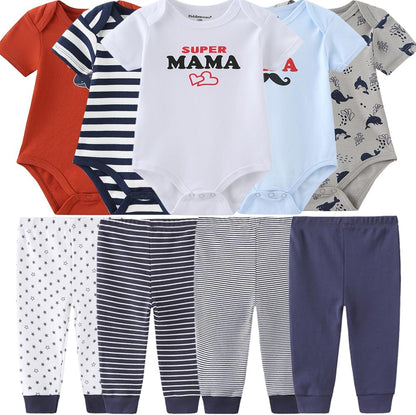 Baby Layette Set Baby Boys' 9-Piece Bodysuits Pants Set Toddler Girl Boy Unisex Baby Gift Sets