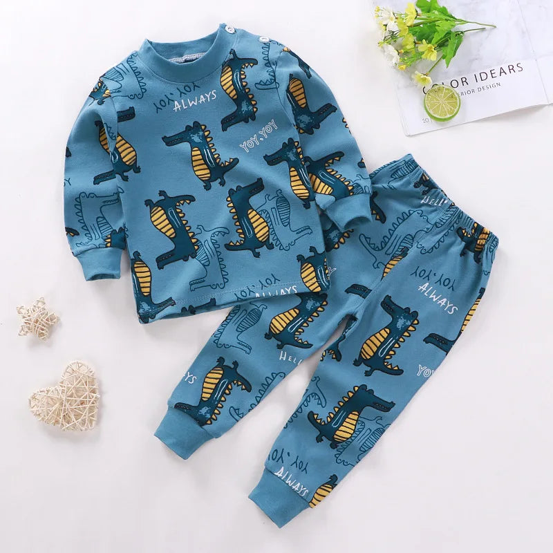 2024 Spring Autumn New Baby Clothing Set Cartoon Cotton Baby Boys Clothing Girls Suit Set 0-3 Year Baby Clothes