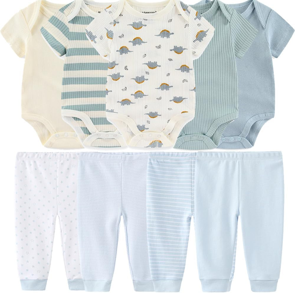 Baby Layette Set Baby Boys' 9-Piece Bodysuits Pants Set Toddler Girl Boy Unisex Baby Gift Sets