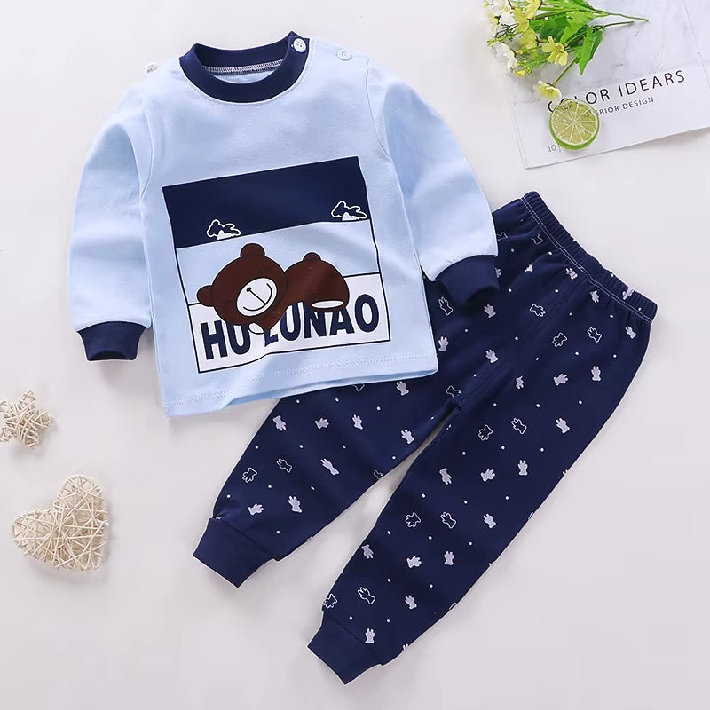 2024 Spring Autumn New Baby Clothing Set Cartoon Cotton Baby Boys Clothing Girls Suit Set 0-3 Year Baby Clothes