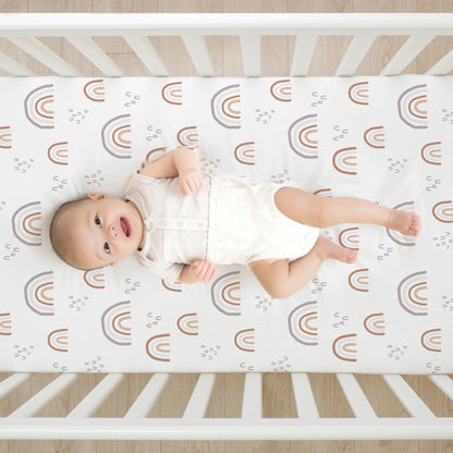 2-Pack Ultra Soft Fitted Microfiber Crib Sheets for Newborn Baby Boys Girls 28" X 52", Rainbows