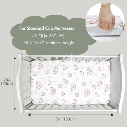 2-Pack Ultra Soft Fitted Microfiber Crib Sheets for Newborn Baby Boys Girls 28" X 52", Rainbows