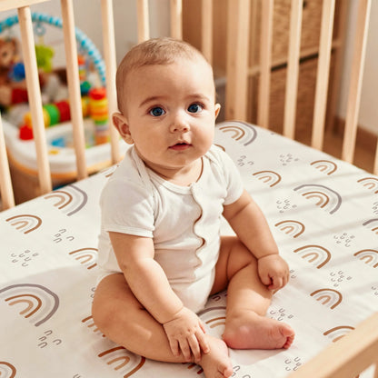 2-Pack Ultra Soft Fitted Microfiber Crib Sheets for Newborn Baby Boys Girls 28" X 52", Rainbows