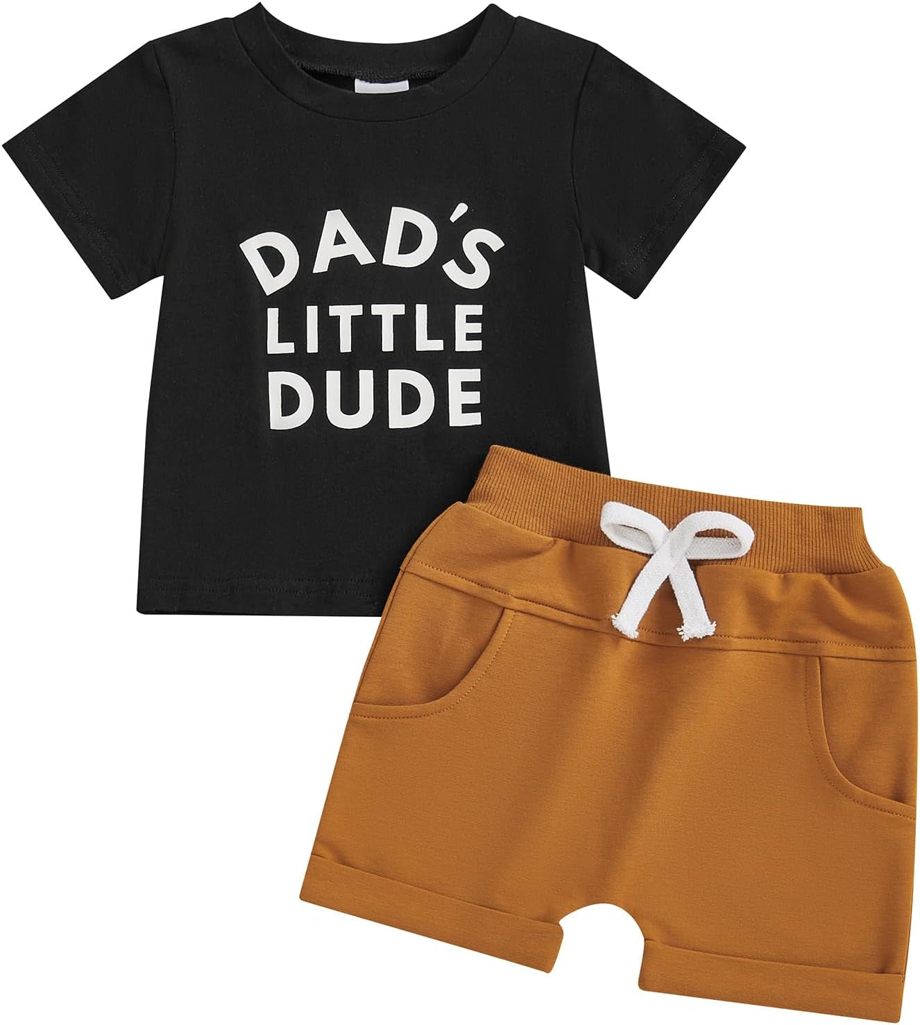 Toddler Baby Boy Summer Clothes Funny Letter T Shirt Elastic Waist Pockets Shorts Set 2 Piece Outfit
