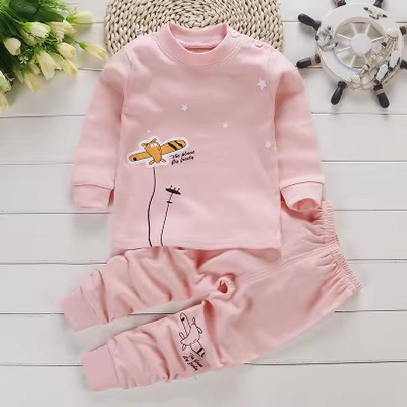 2024 Spring Autumn New Baby Clothing Set Cartoon Cotton Baby Boys Clothing Girls Suit Set 0-3 Year Baby Clothes