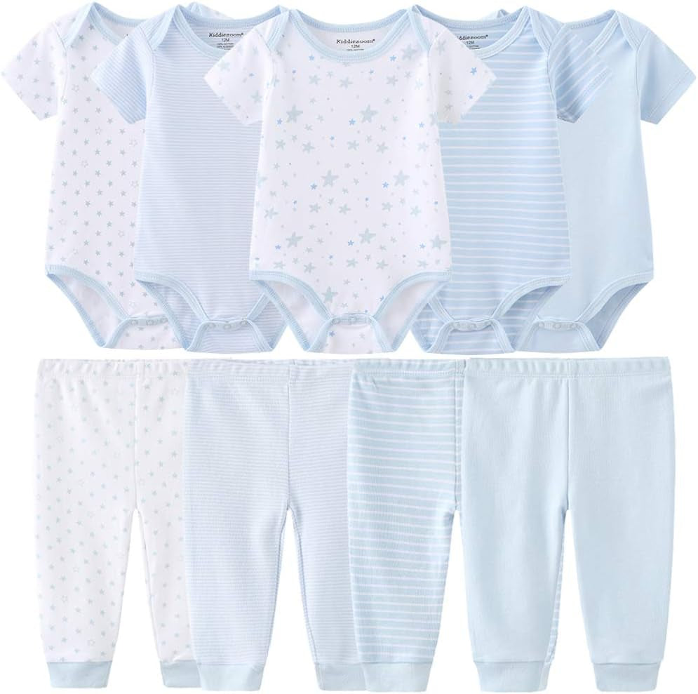 Baby Layette Set Baby Boys' 9-Piece Bodysuits Pants Set Toddler Girl Boy Unisex Baby Gift Sets
