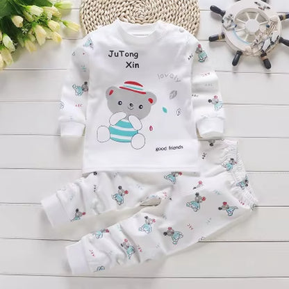 2024 Spring Autumn New Baby Clothing Set Cartoon Cotton Baby Boys Clothing Girls Suit Set 0-3 Year Baby Clothes
