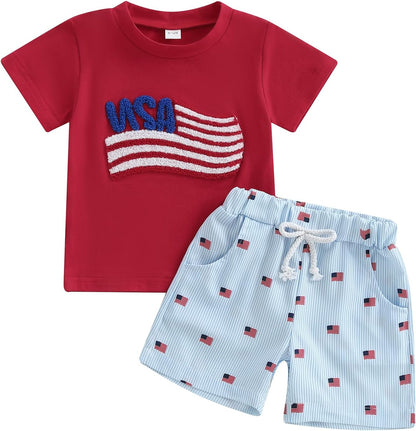 Toddler Baby Boy Summer Clothes Funny Letter T Shirt Elastic Waist Pockets Shorts Set 2 Piece Outfit