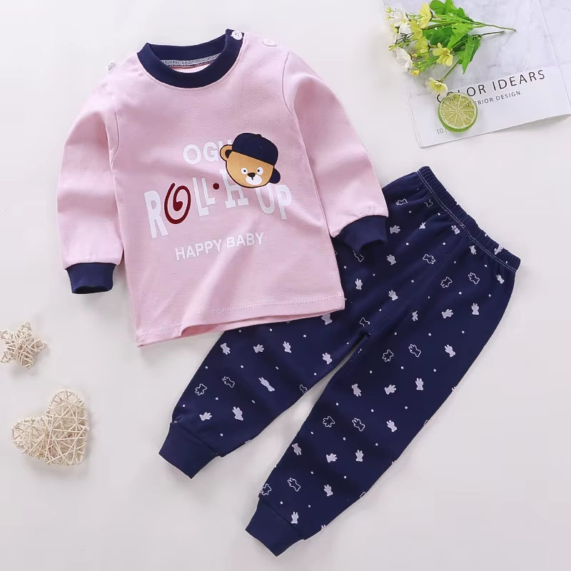 2024 Spring Autumn New Baby Clothing Set Cartoon Cotton Baby Boys Clothing Girls Suit Set 0-3 Year Baby Clothes