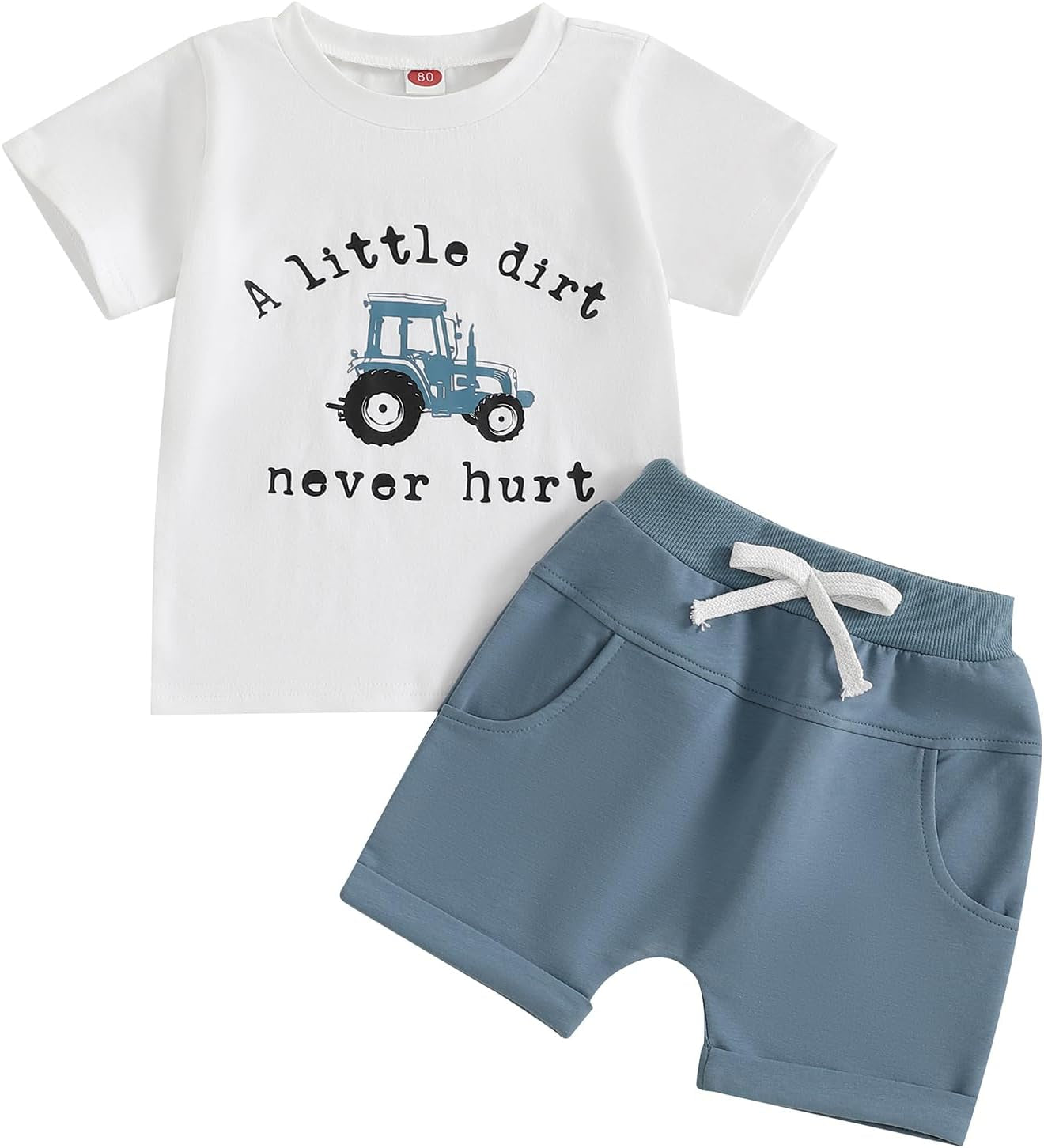 Toddler Baby Boy Summer Clothes Funny Letter T Shirt Elastic Waist Pockets Shorts Set 2 Piece Outfit
