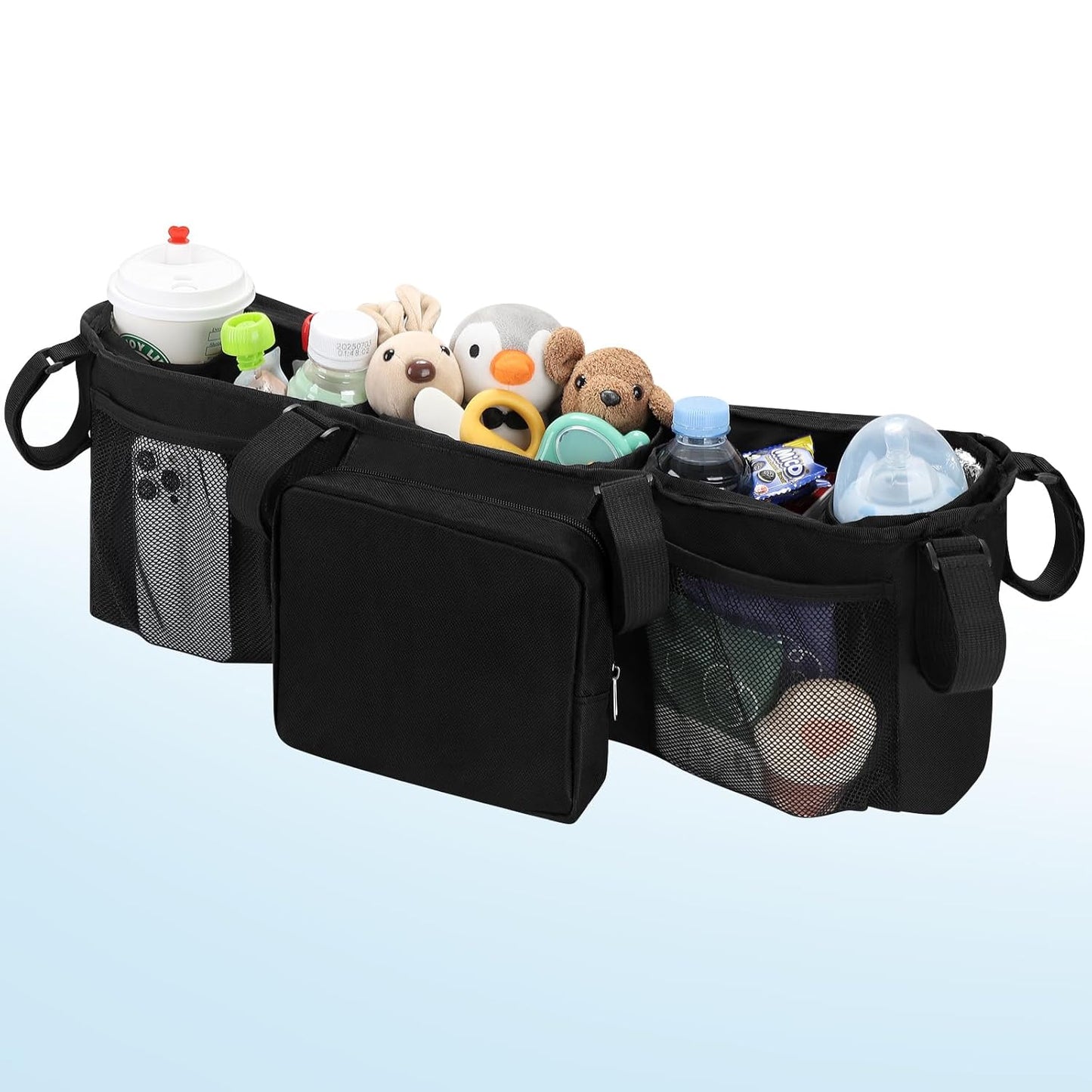 Double Stroller Organizer for Bob Duallie and Baby Jogger City Mini GT2, Double Baby Stroller Caddy Bag Organizer Accessories