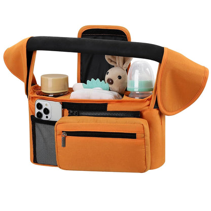 Double Stroller Organizer for Bob Duallie and Baby Jogger City Mini GT2, Double Baby Stroller Caddy Bag Organizer Accessories