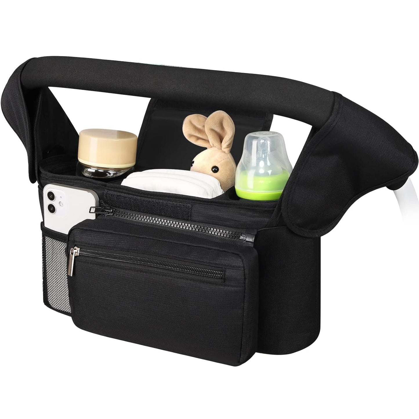 Double Stroller Organizer for Bob Duallie and Baby Jogger City Mini GT2, Double Baby Stroller Caddy Bag Organizer Accessories