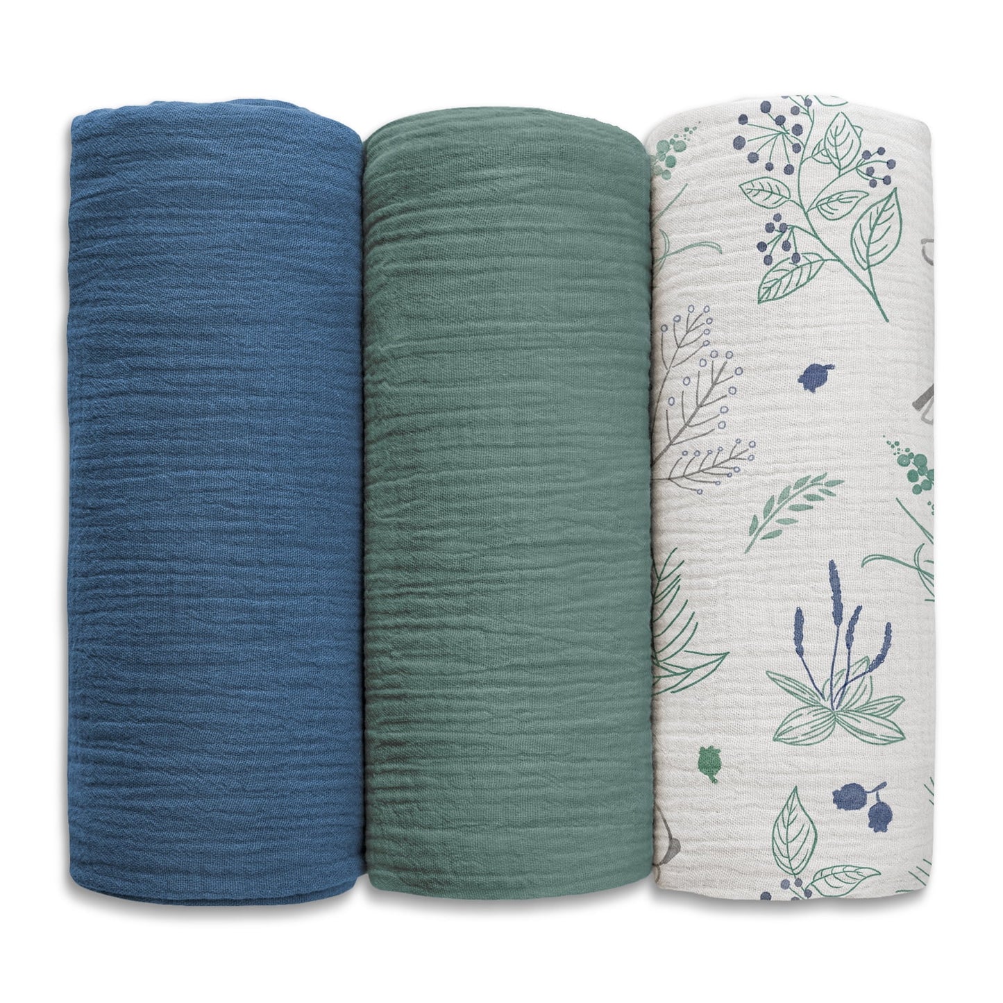 3-Pack Muslin Organic Cotton Swaddle Blankets for Newborn Infant Boys Girls 38"X40", Perky Fawn