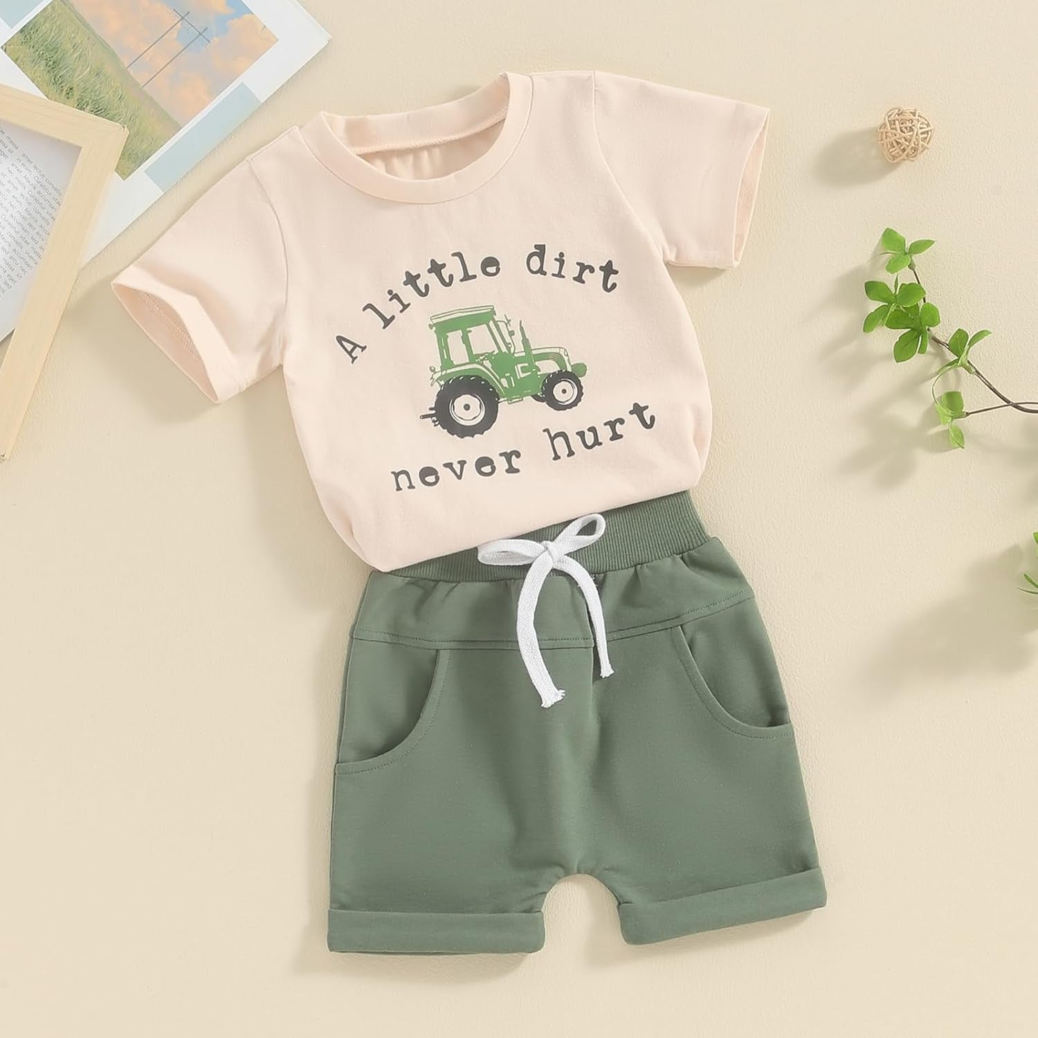 Toddler Baby Boy Summer Clothes Funny Letter T Shirt Elastic Waist Pockets Shorts Set 2 Piece Outfit