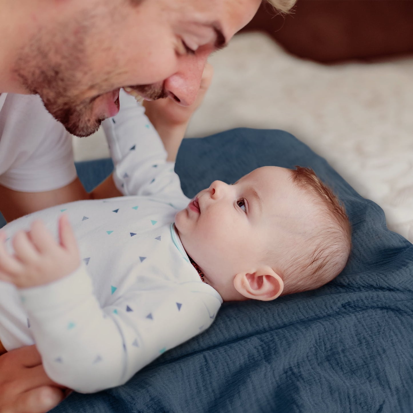 3-Pack Muslin Organic Cotton Swaddle Blankets for Newborn Infant Boys Girls 38"X40", Perky Fawn