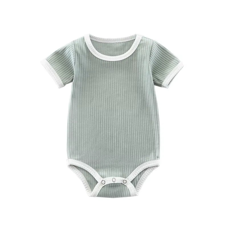 SoftNest – Ribbed Cotton Short Sleeve Romper for Newborns