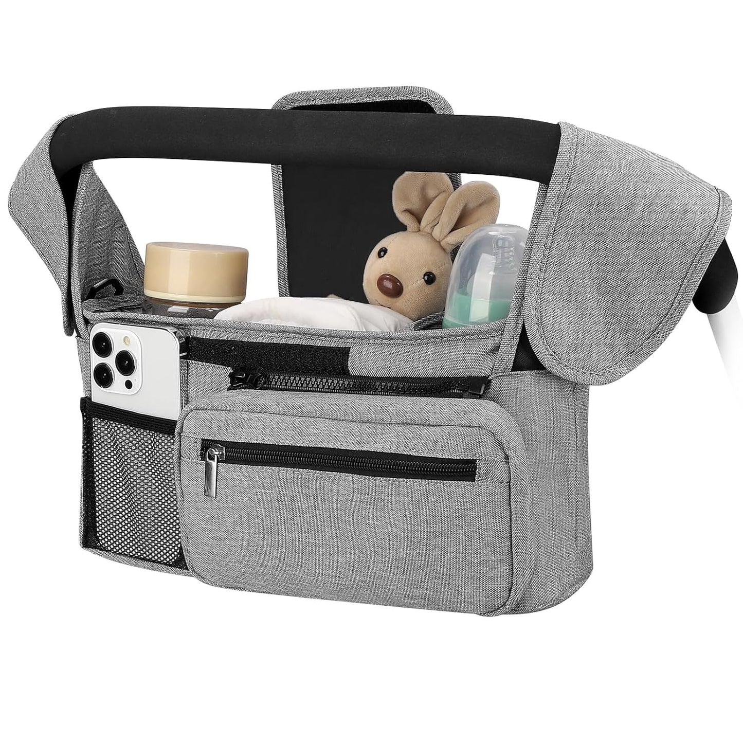Double Stroller Organizer for Bob Duallie and Baby Jogger City Mini GT2, Double Baby Stroller Caddy Bag Organizer Accessories