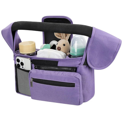 Double Stroller Organizer for Bob Duallie and Baby Jogger City Mini GT2, Double Baby Stroller Caddy Bag Organizer Accessories