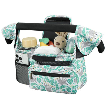 Double Stroller Organizer for Bob Duallie and Baby Jogger City Mini GT2, Double Baby Stroller Caddy Bag Organizer Accessories