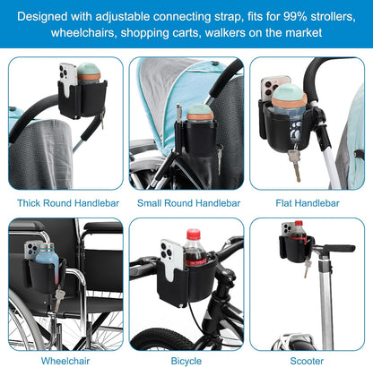 Stroller Cup Holder, Bike Cup Holder, Universal Cup Phone Holder for Uppababy Nuna Doona Strollers, Cup Holder for Stroller, Bike, Wheelchair, Walker
