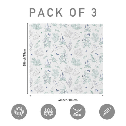 3-Pack Muslin Organic Cotton Swaddle Blankets for Newborn Infant Boys Girls 38"X40", Perky Fawn