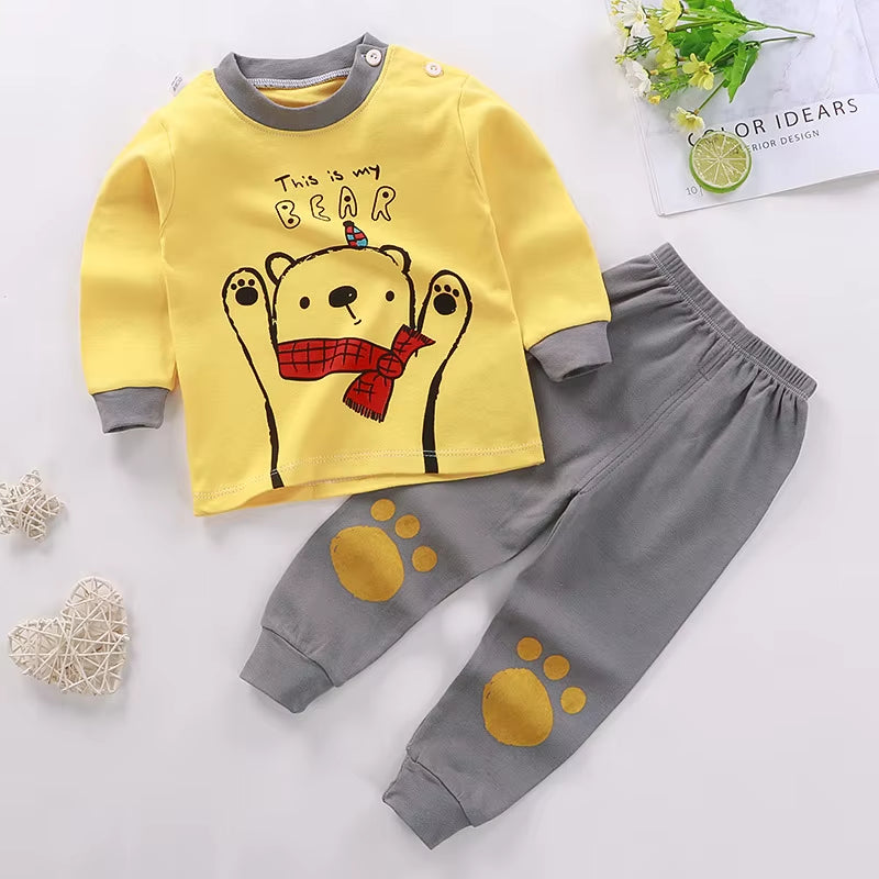 2024 Spring Autumn New Baby Clothing Set Cartoon Cotton Baby Boys Clothing Girls Suit Set 0-3 Year Baby Clothes