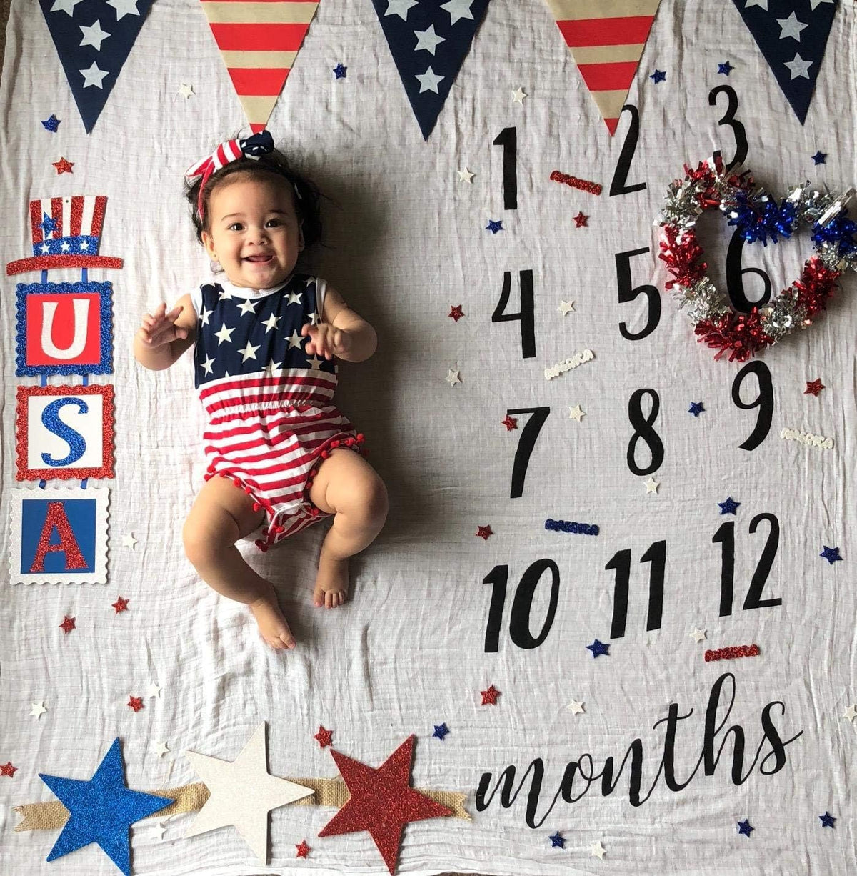 The Tiny Pals Independence Day Tassel Romper Set