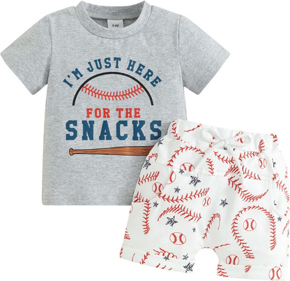 Toddler Baby Boy Summer Clothes Funny Letter T Shirt Elastic Waist Pockets Shorts Set 2 Piece Outfit