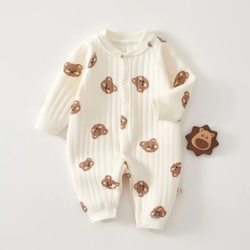 Autumn Winter Newborn Baby Boy Girl Romper Soft Cartoon Bear Bodysuit