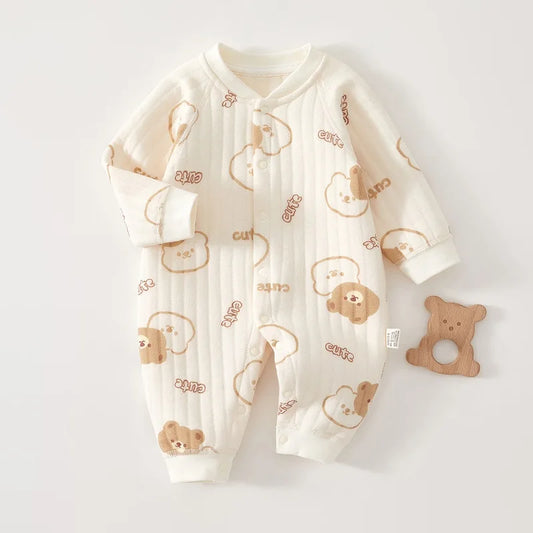 Autumn Winter Newborn Baby Boy Girl Romper Soft Cartoon Bear Bodysuit