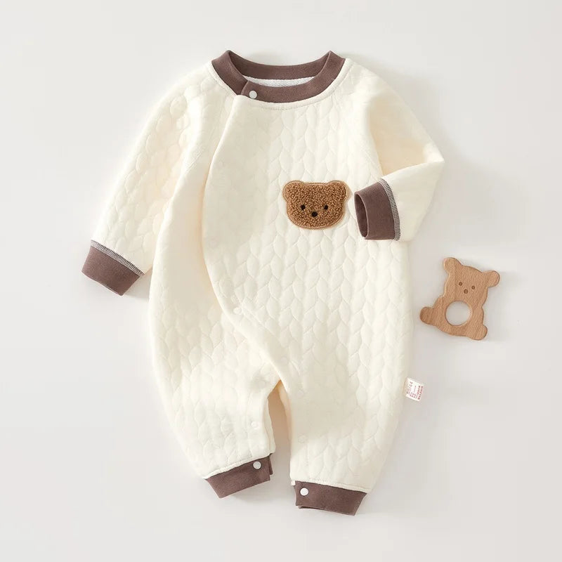 Autumn Winter Newborn Baby Boy Girl Romper Soft Cartoon Bear Bodysuit