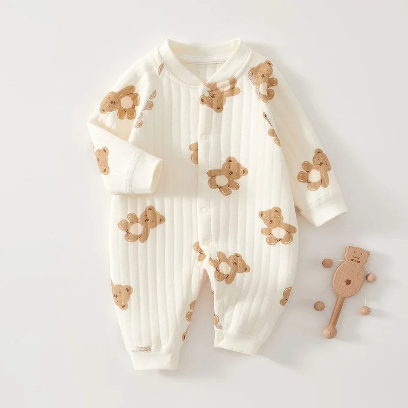 Autumn Winter Newborn Baby Boy Girl Romper Soft Cartoon Bear Bodysuit