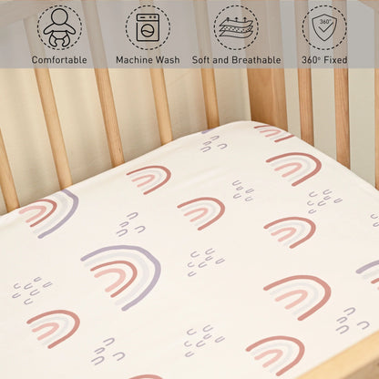 2-Pack Ultra Soft Fitted Microfiber Crib Sheets for Newborn Baby Boys Girls 28" X 52", Rainbows