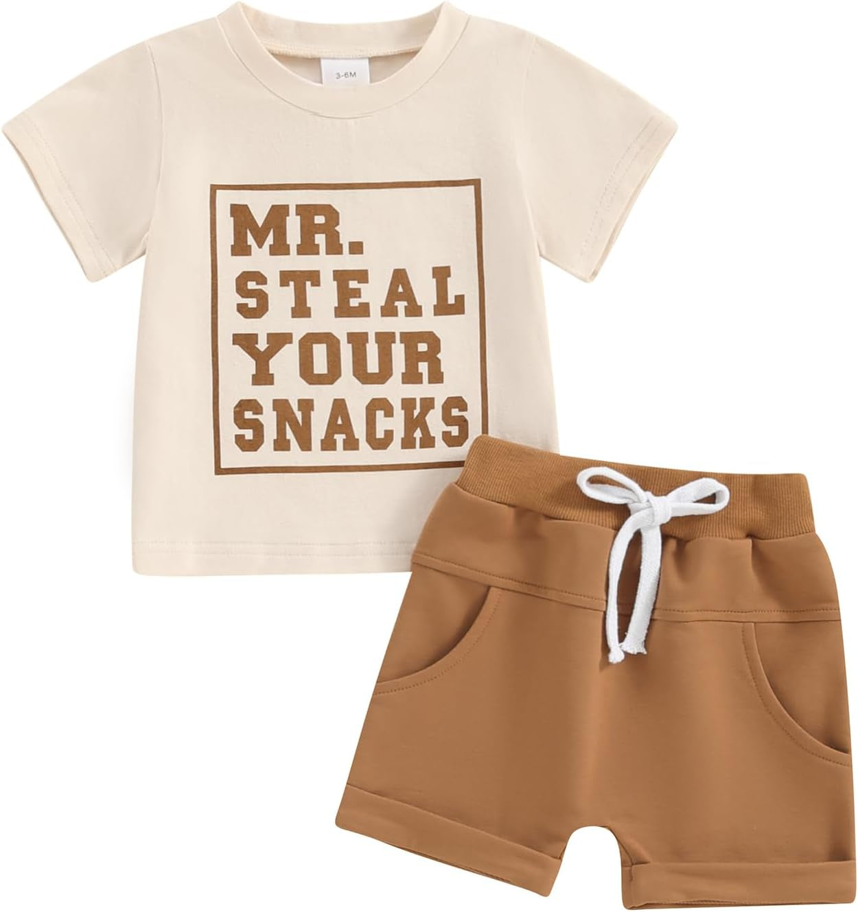 Toddler Baby Boy Summer Clothes Funny Letter T Shirt Elastic Waist Pockets Shorts Set 2 Piece Outfit