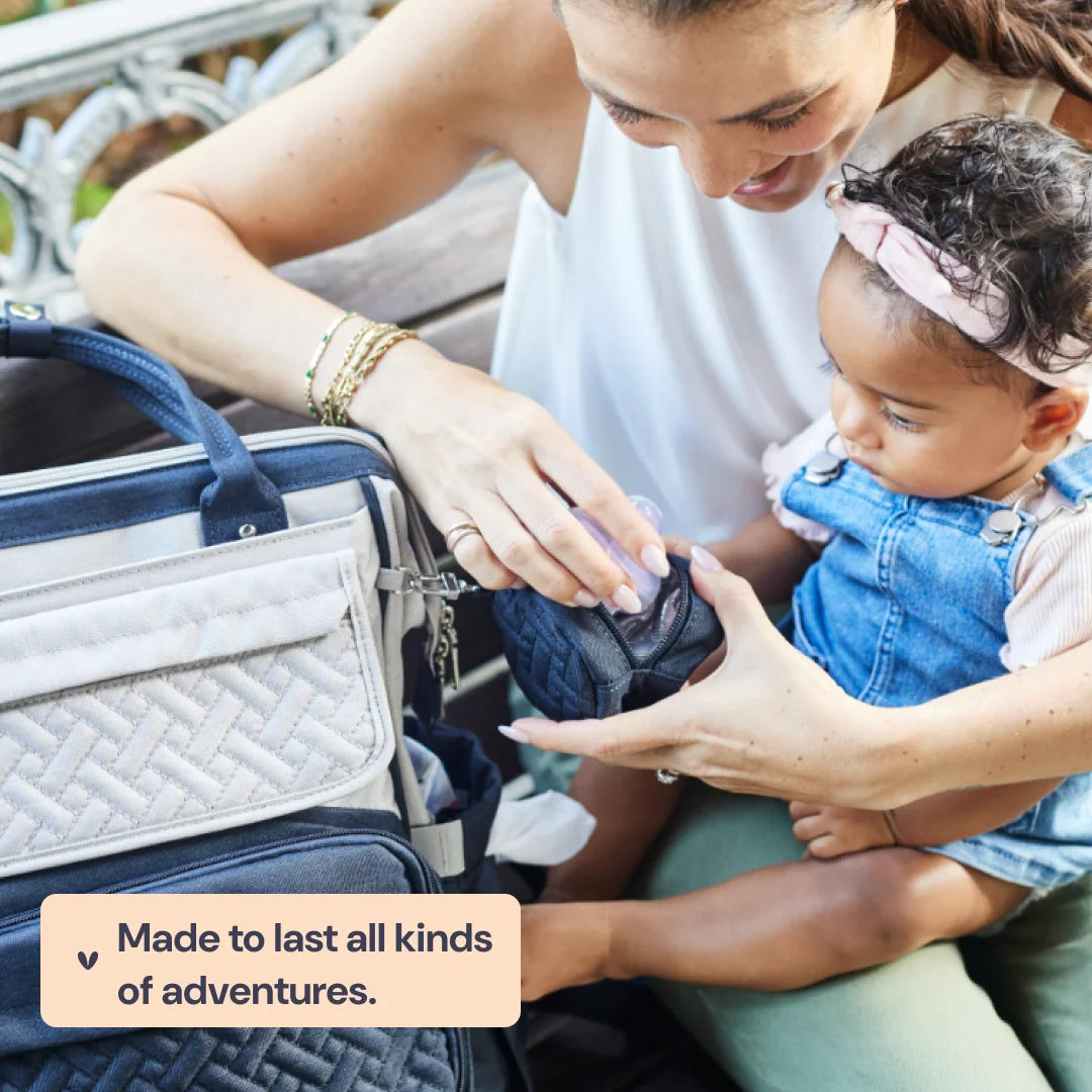 Diaper Bag Backpack, Spacious & Stylish Nappy Organizer, Stone Gray & Blue, 1 Pc