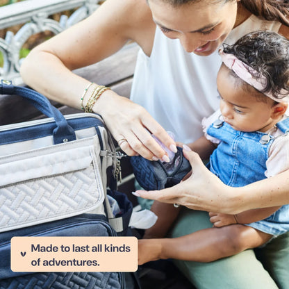 Diaper Bag Backpack, Spacious & Stylish Nappy Organizer, Stone Gray & Blue, 1 Pc