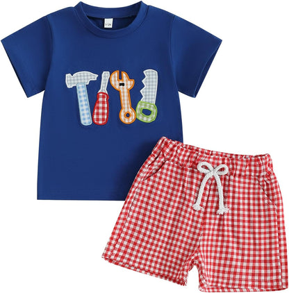 Toddler Baby Boy Summer Clothes Funny Letter T Shirt Elastic Waist Pockets Shorts Set 2 Piece Outfit
