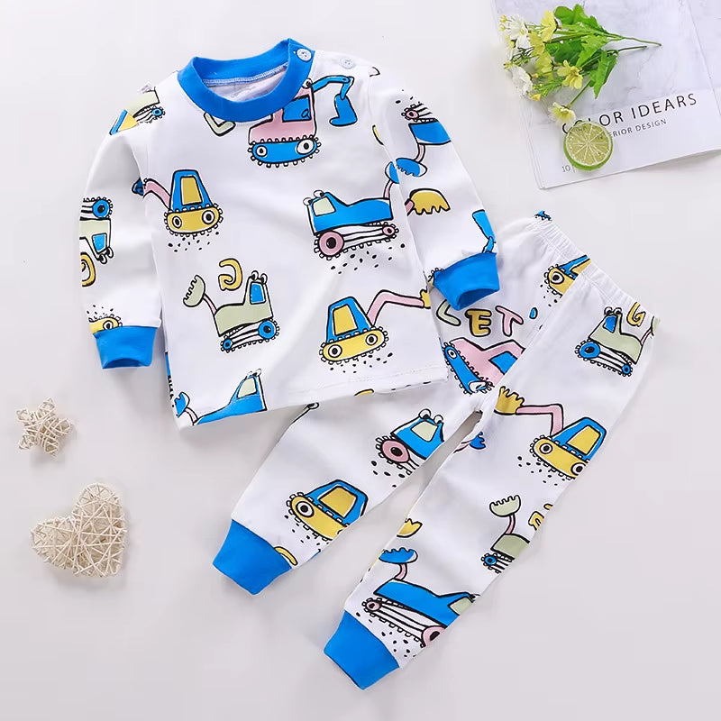 2024 Spring Autumn New Baby Clothing Set Cartoon Cotton Baby Boys Clothing Girls Suit Set 0-3 Year Baby Clothes