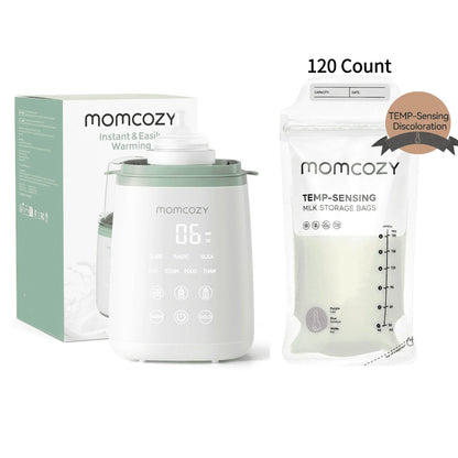 Baby Bottle Warmer, 6-In-1 Smart Temperature Control, Fast Baby Food Heater, Steam Sterilizer &  Breastmilk Storage Bags, Temp-Sensing Discoloration Milk Storage Bags, 180Ml/120 Count