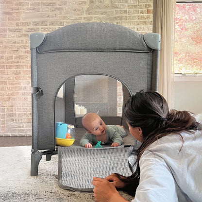 5 in 1 Portable Playard and Bassinet Bedside Sleeper for Newborn to Toddler, Unisex, Gray