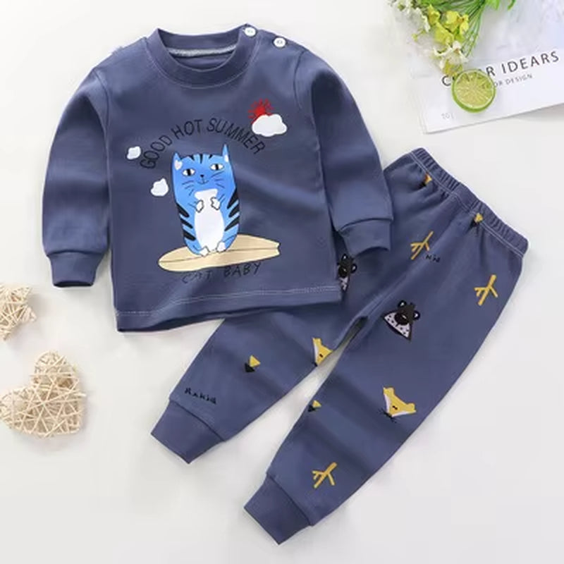 2024 Spring Autumn New Baby Clothing Set Cartoon Cotton Baby Boys Clothing Girls Suit Set 0-3 Year Baby Clothes