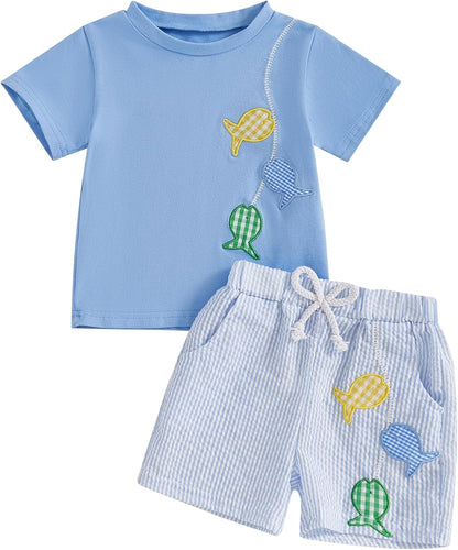 Toddler Baby Boy Summer Clothes Funny Letter T Shirt Elastic Waist Pockets Shorts Set 2 Piece Outfit