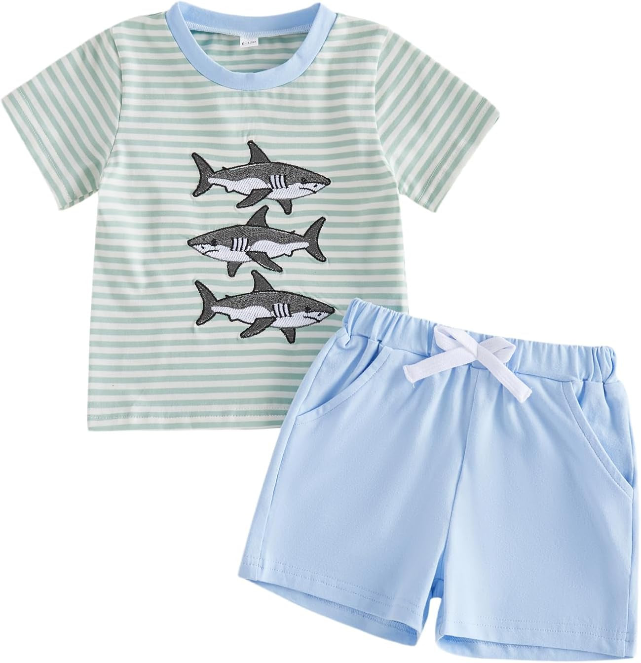 Toddler Baby Boy Summer Clothes Funny Letter T Shirt Elastic Waist Pockets Shorts Set 2 Piece Outfit